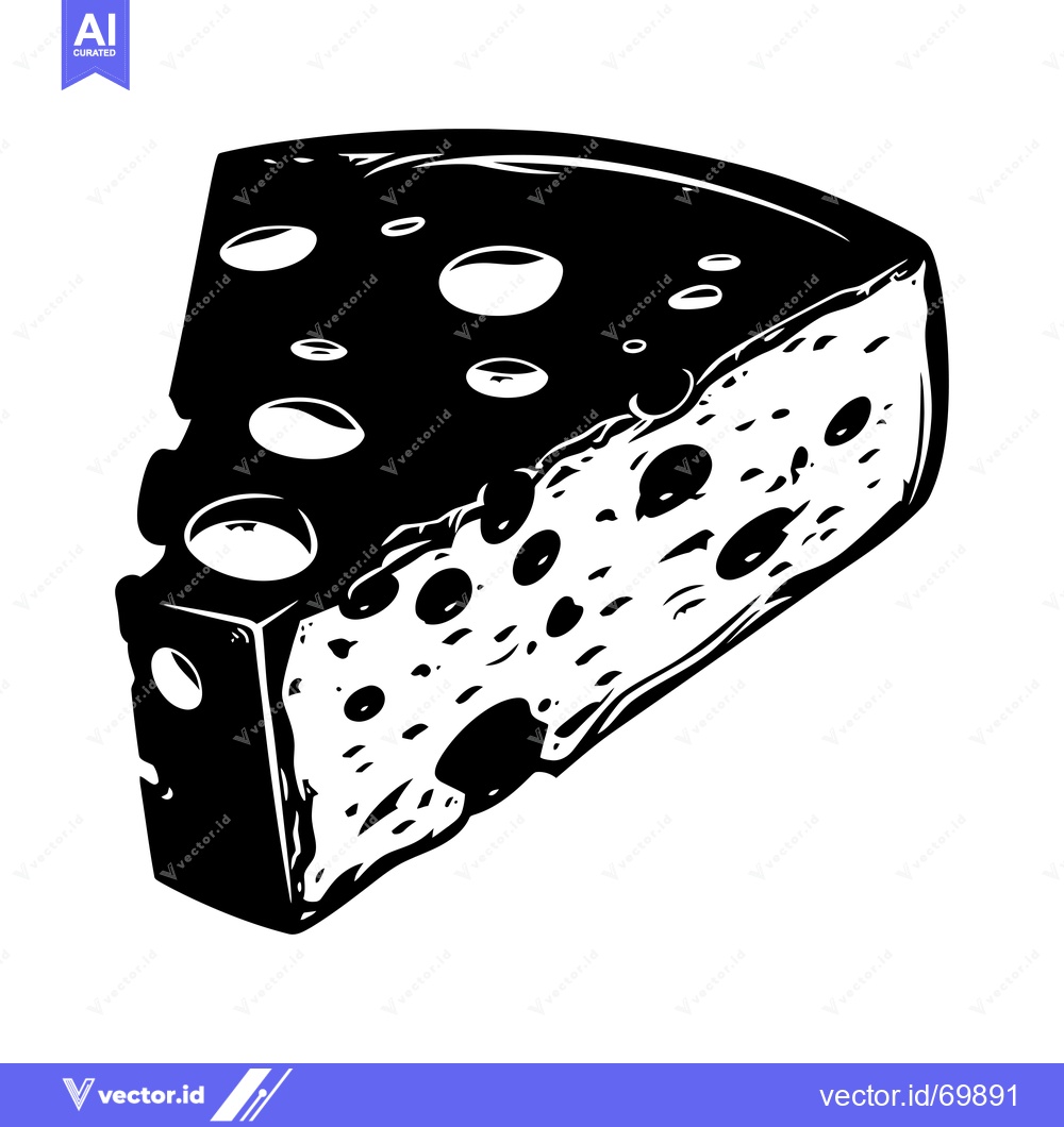 Premium Vector dari A Single Slice of Swiss Cheese with Numerous Holes