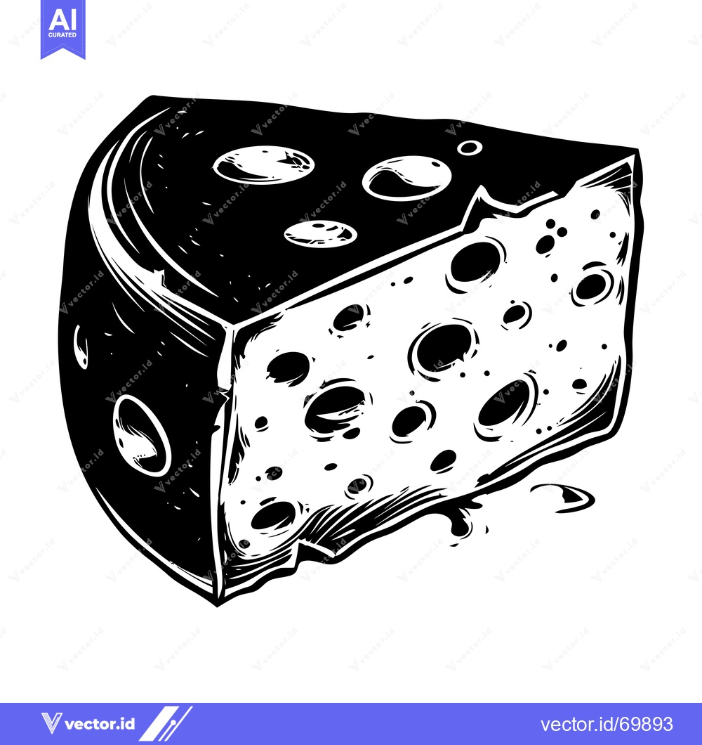 Premium Vector dari A Black and White Illustration of a Wedge of Swiss Cheese