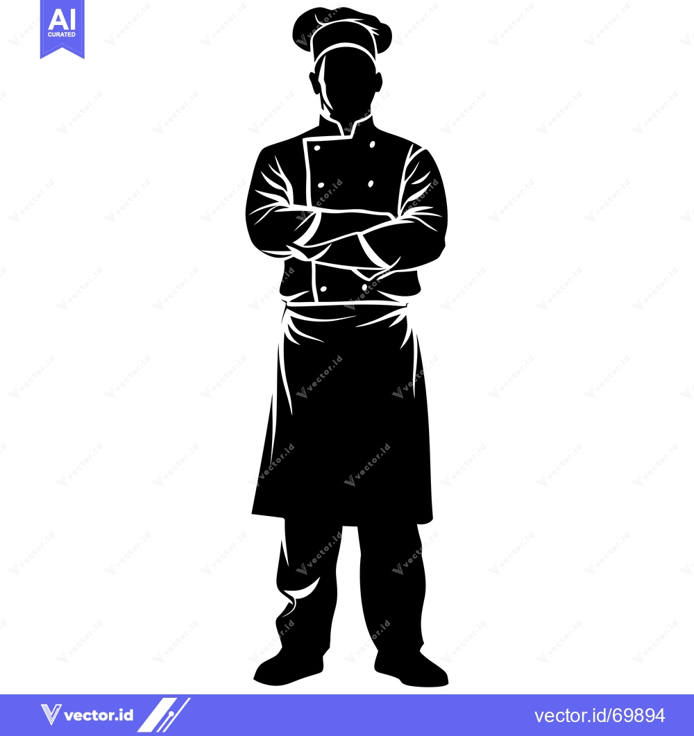 Premium Vector of Silhouette of a Chef Standing with Arms Crossed