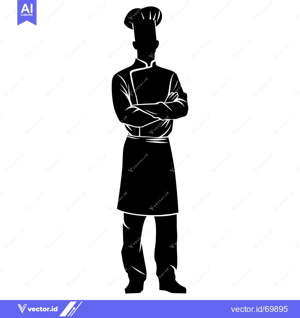 Premium Vector dari Silhouette of a chef standing with arms crossed