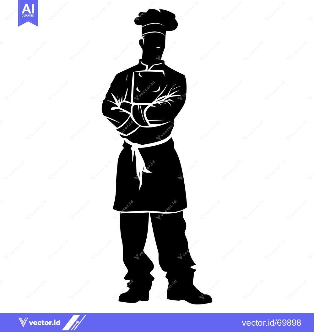 Premium Vector dari Silhouette of a Chef with Arms Crossed and a Tall Hat