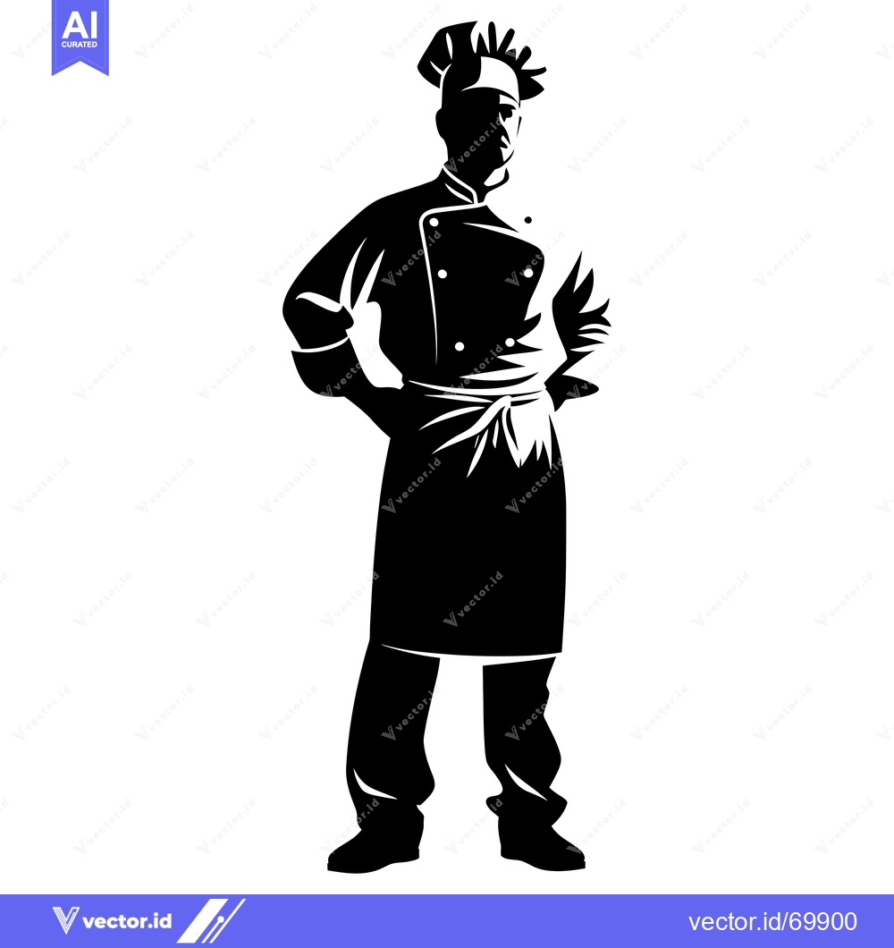Premium Vector of Silhouette of a Chef with Hands on Hips