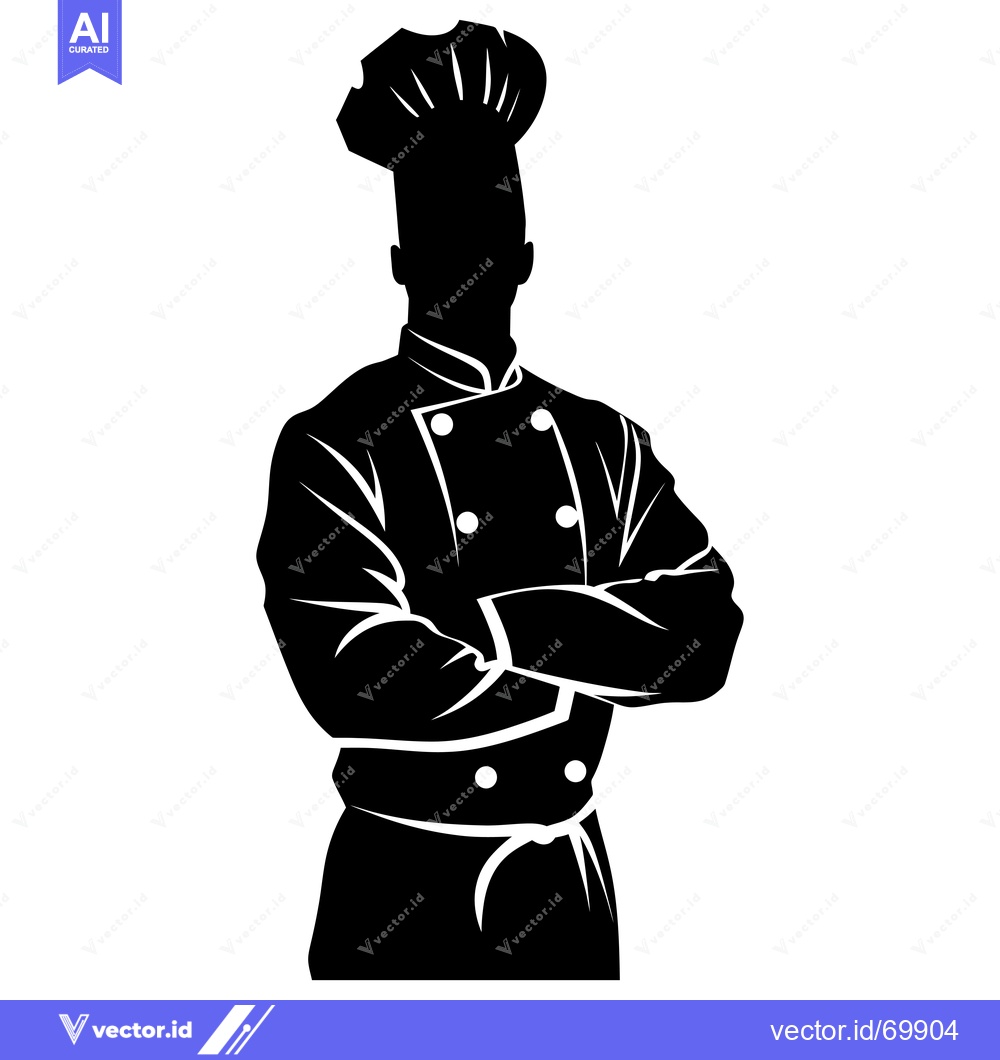 Premium Vector dari Silhouette of a chef with arms crossed and a tall hat
