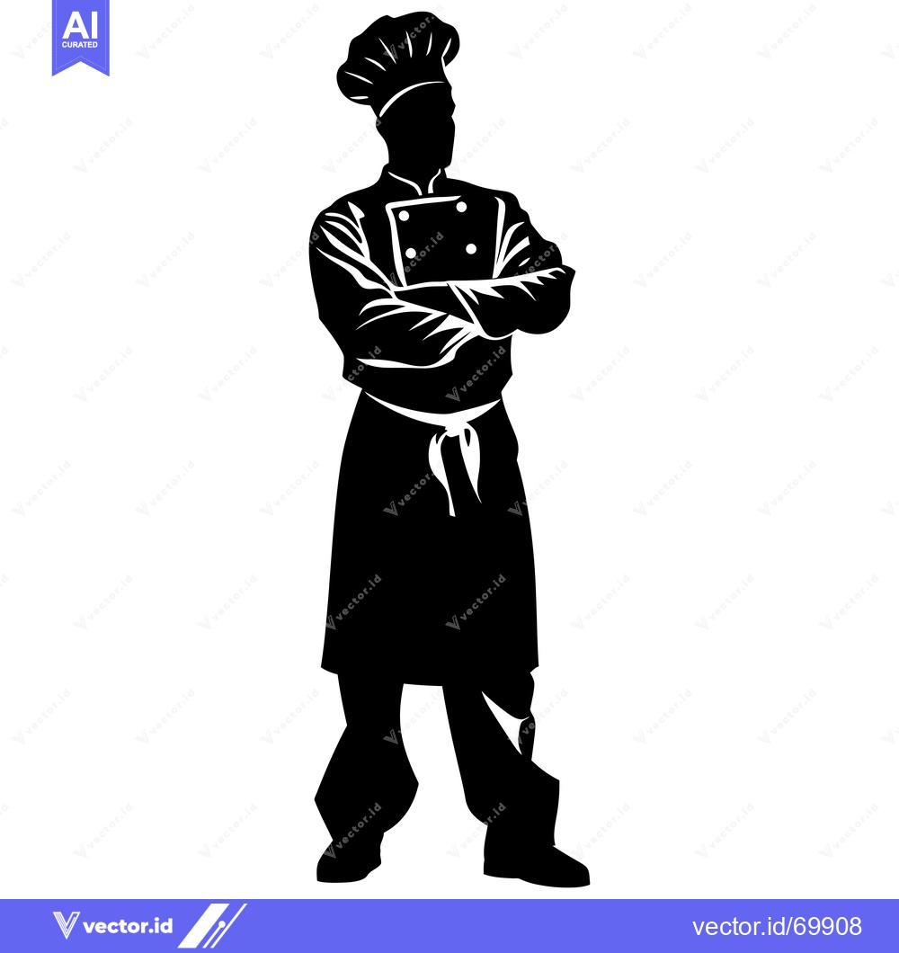 Premium Vector dari Silhouette of a Chef with Arms Crossed