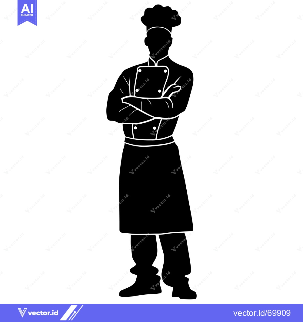 Premium Vector of Silhouette of a Chef with Crossed Arms and a Tall Hat