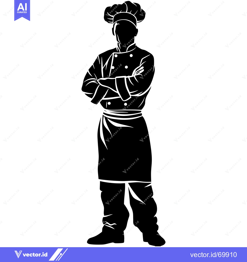 Premium Vector dari Silhouette of a Chef with Arms Crossed