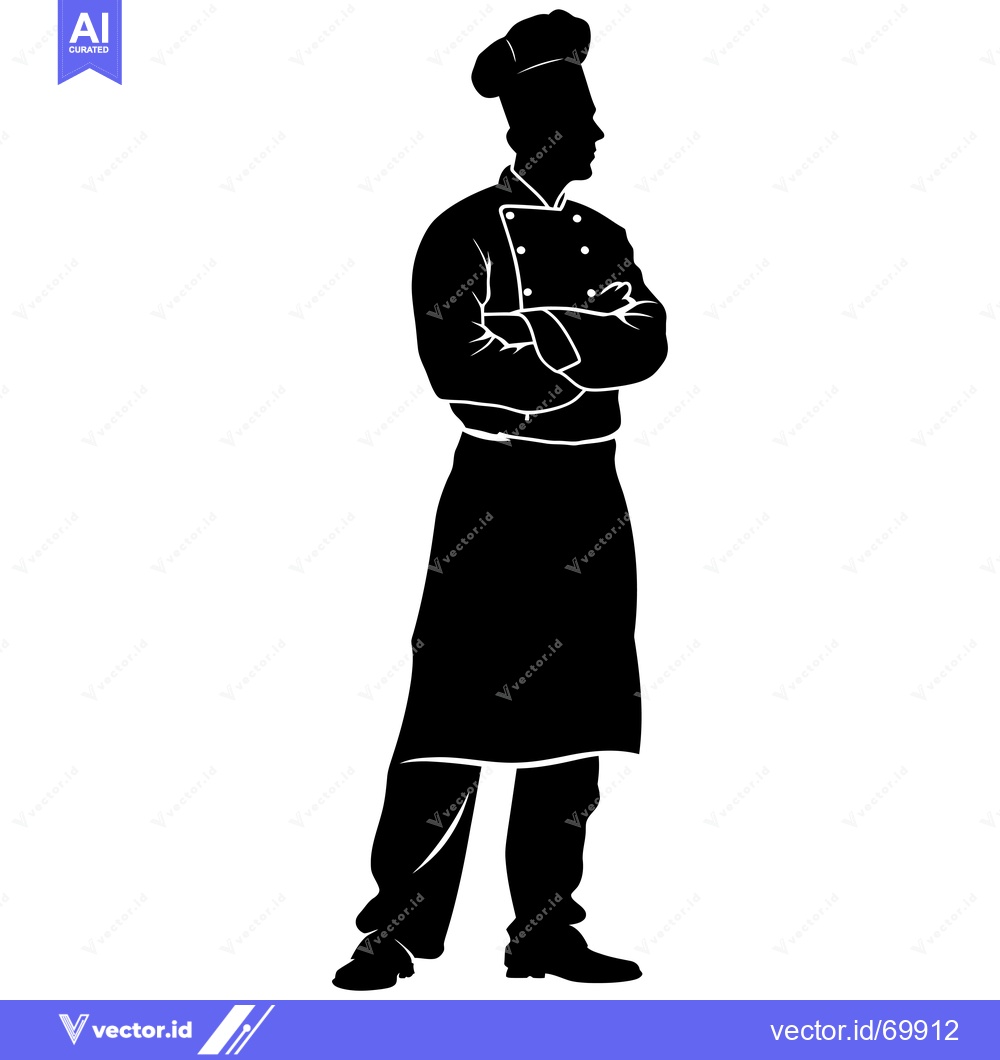 Premium Vector of Silhouette of a Chef Standing with Arms Crossed