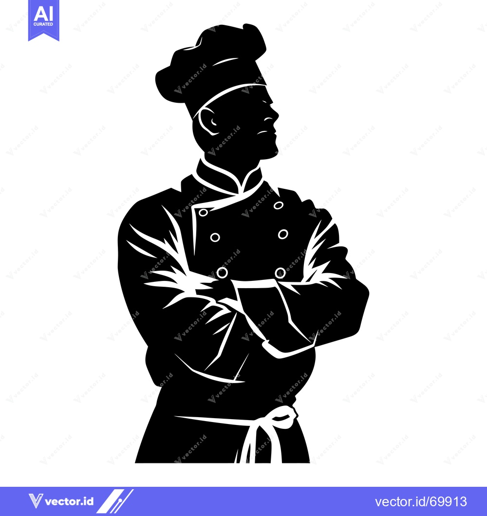 Premium Vector of Silhouette of a Chef with Arms Crossed and Wearing a Chef's Hat