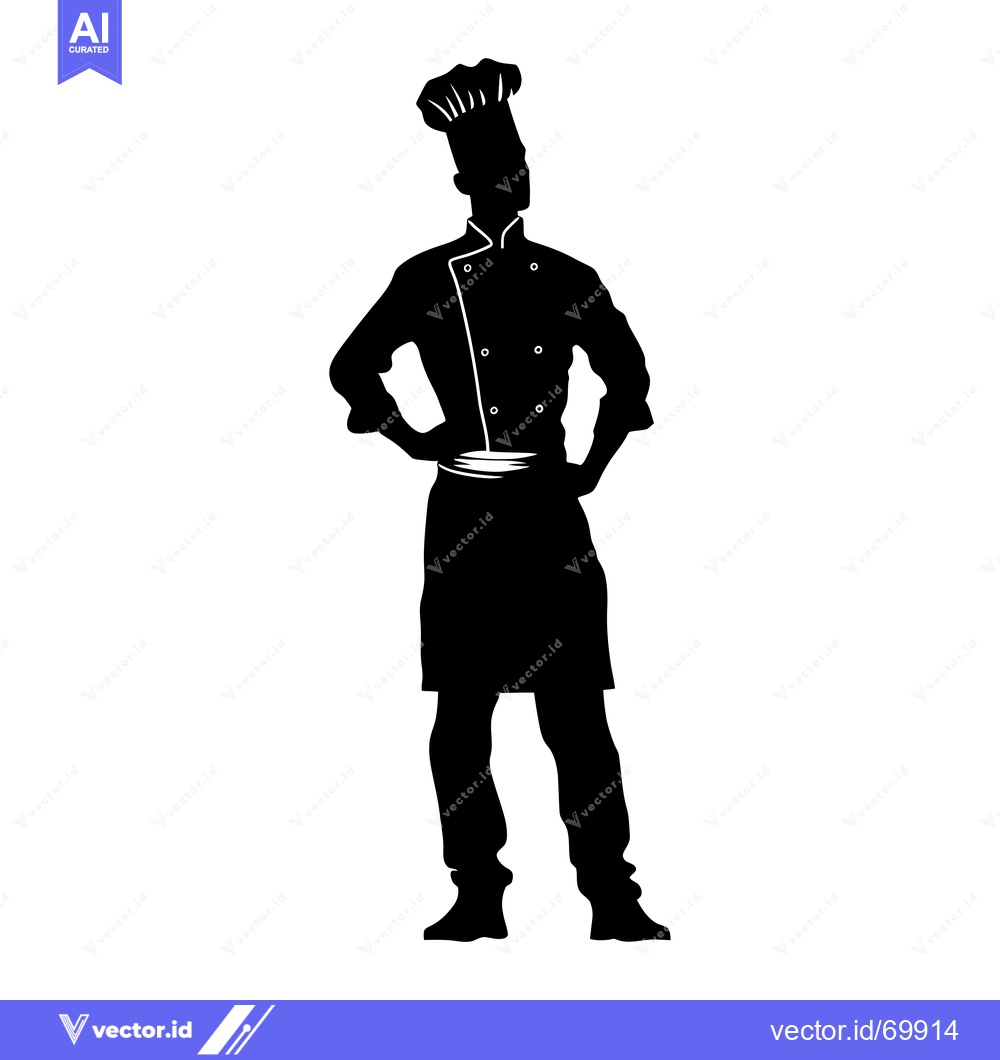 Premium Vector of Silhouette of a Chef Standing with Hands on Hips