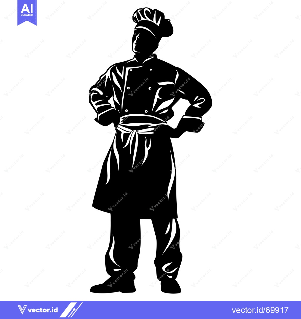 Premium Vector of Silhouette of a Chef with Hands on Hips