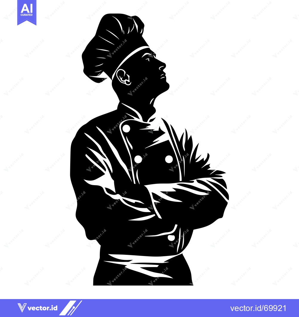 Premium Vector dari Silhouette of a chef with arms crossed wearing a toque