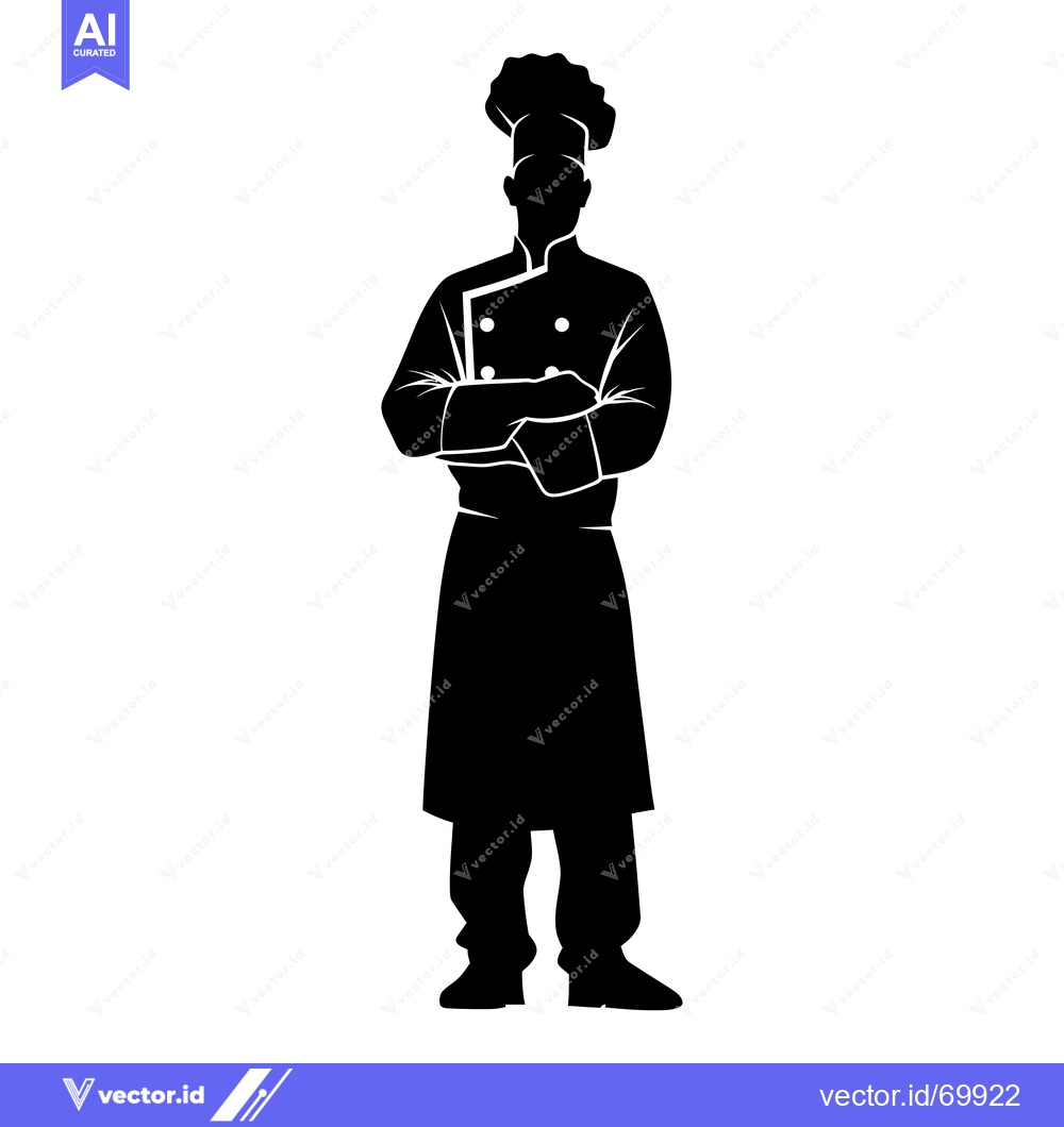 Premium Vector dari Silhouette of a chef standing with arms crossed