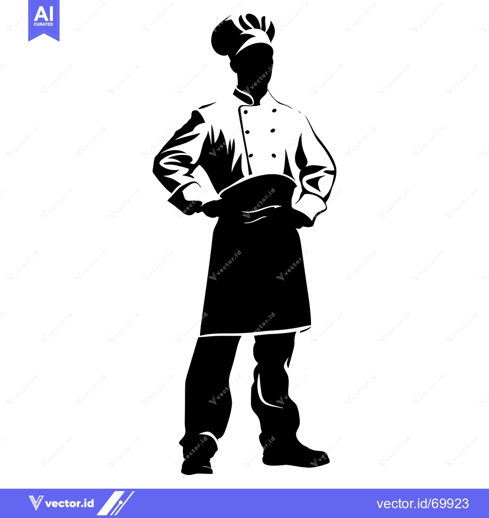 Premium Vector of Silhouette of a Chef in a Tall Hat and Uniform