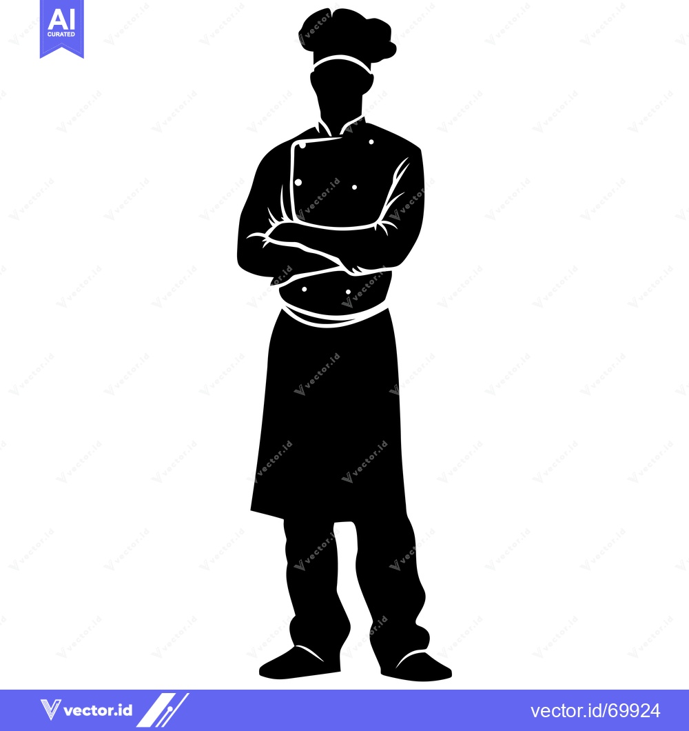 Premium Vector dari Silhouette of a Chef with Arms Crossed