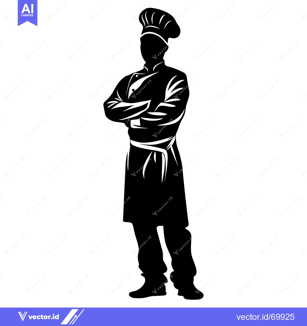Premium Vector of Silhouette of a Chef with Crossed Arms and a Toque