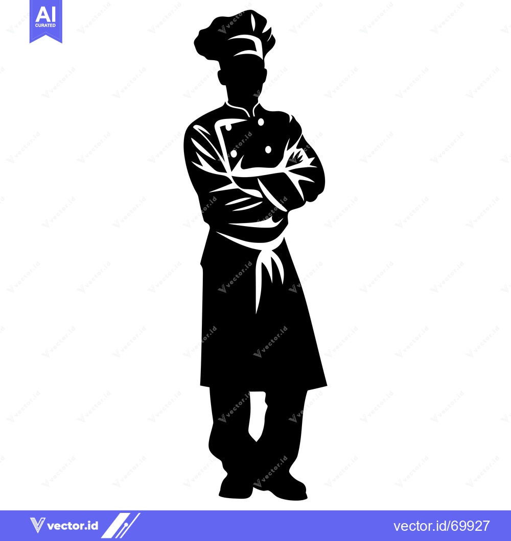 Premium Vector of Silhouette of a Chef Standing with Arms Crossed