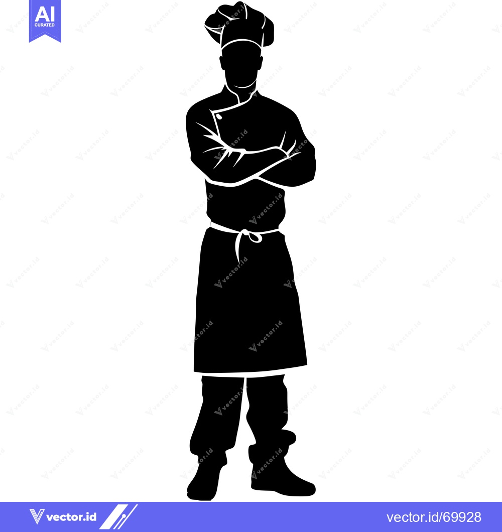 Premium Vector of Silhouette of a Chef with Crossed Arms Wearing a Chef's Hat