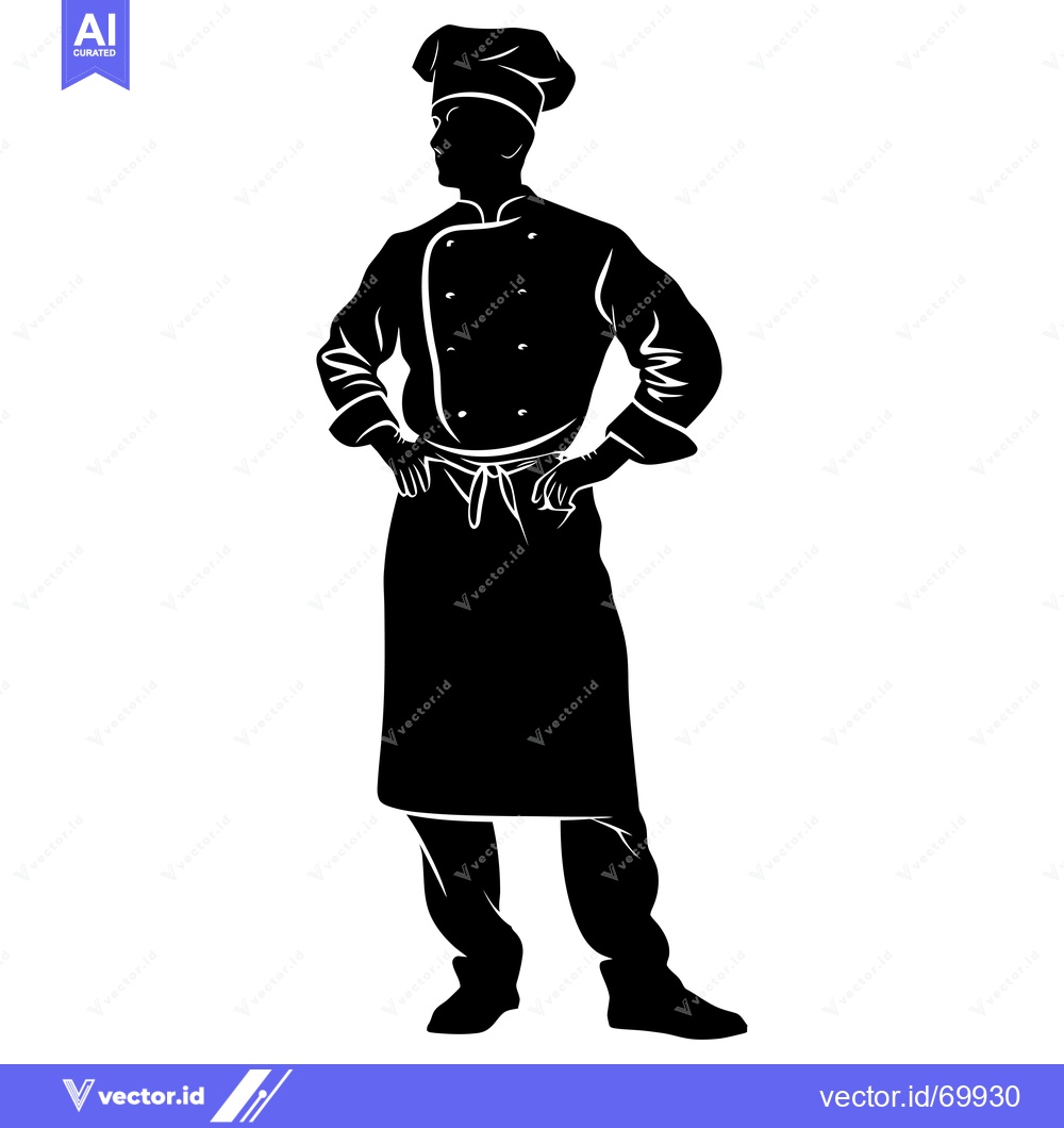 Premium Vector of Silhouette of a Chef with Hands on Hips
