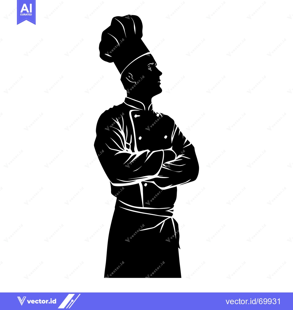 Premium Vector dari Silhouette of a Chef with Arms Crossed