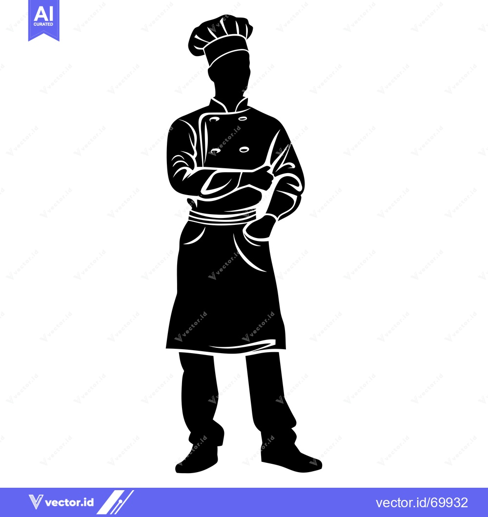 Premium Vector dari Silhouette of a Chef Standing with Arms Crossed