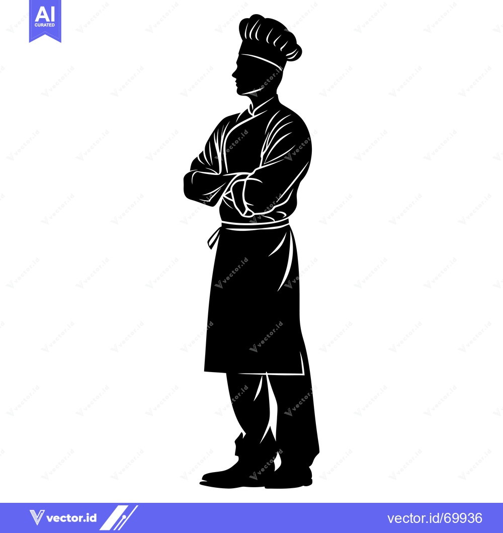 Premium Vector dari Silhouette of a Chef Standing with Arms Crossed