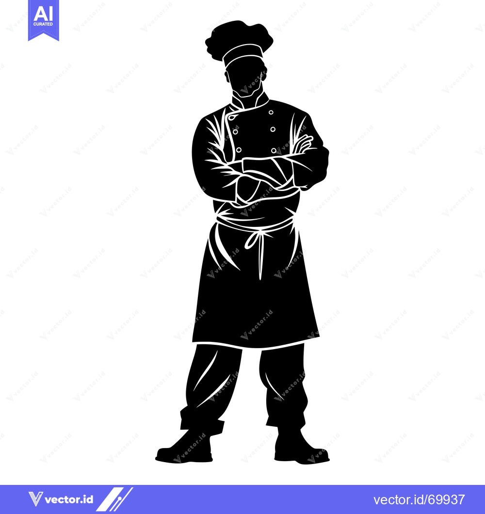Premium Vector dari Silhouette of a chef standing with arms crossed