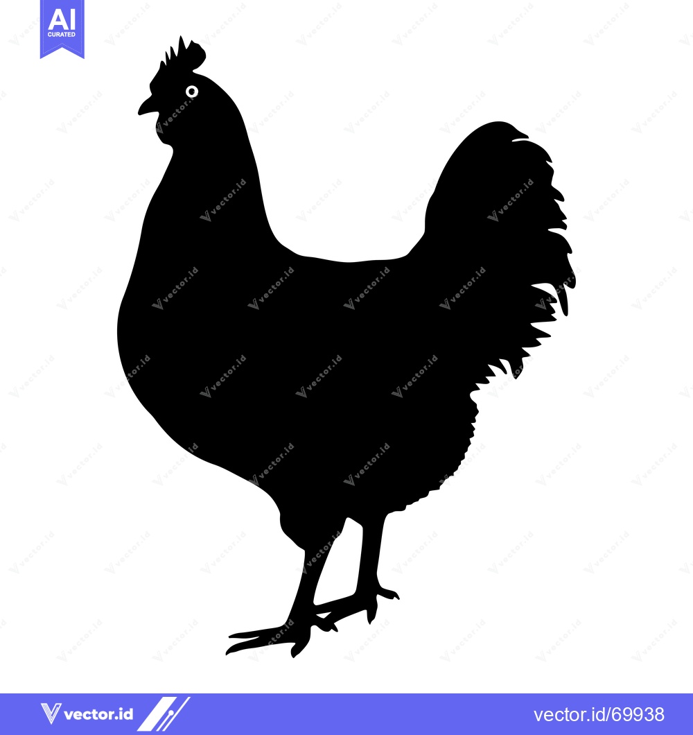 Premium Vector dari Black and White Silhouette of a Rooster