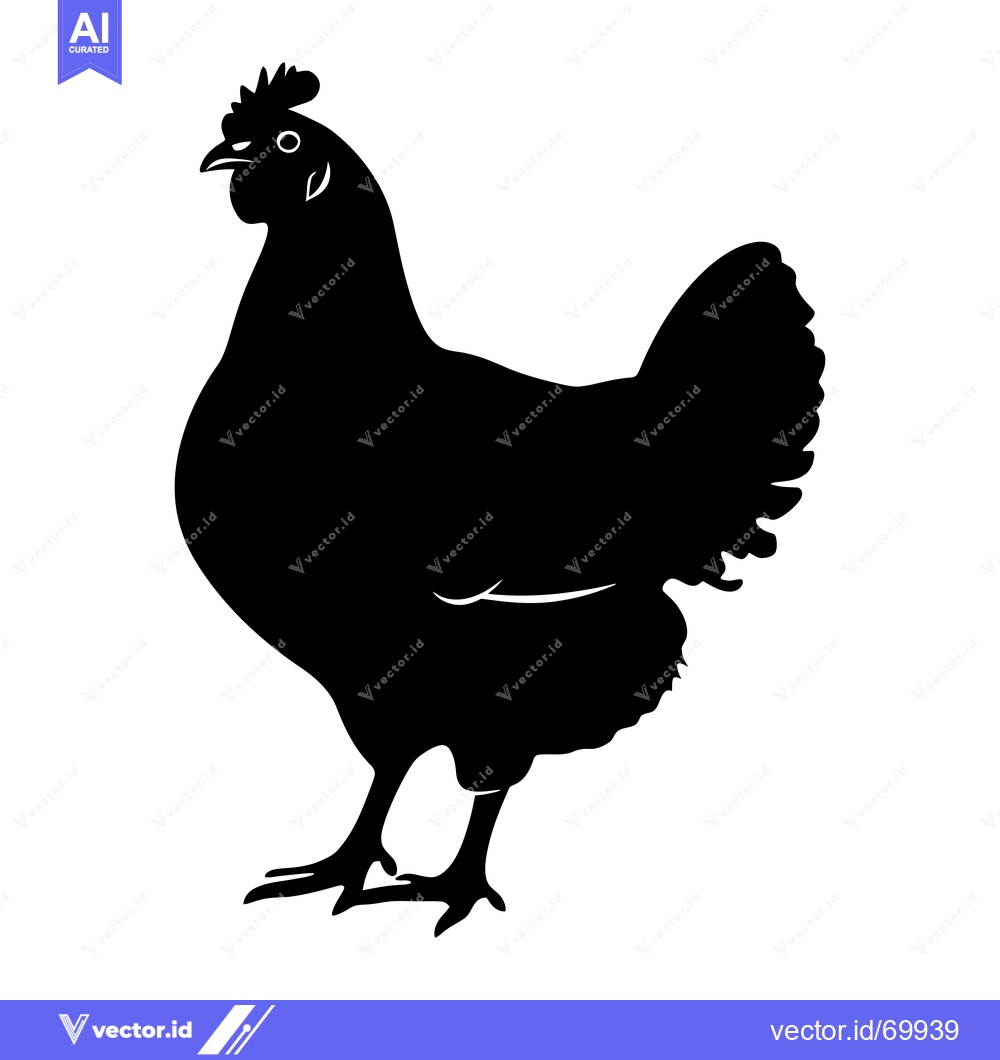 Premium Vector of Black silhouette of a chicken facing left