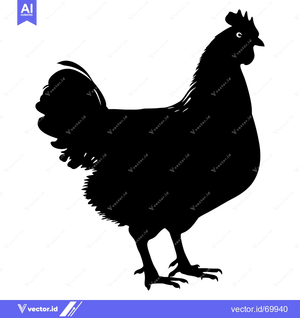 Premium Vector of Black Silhouette of a Rooster or Hen