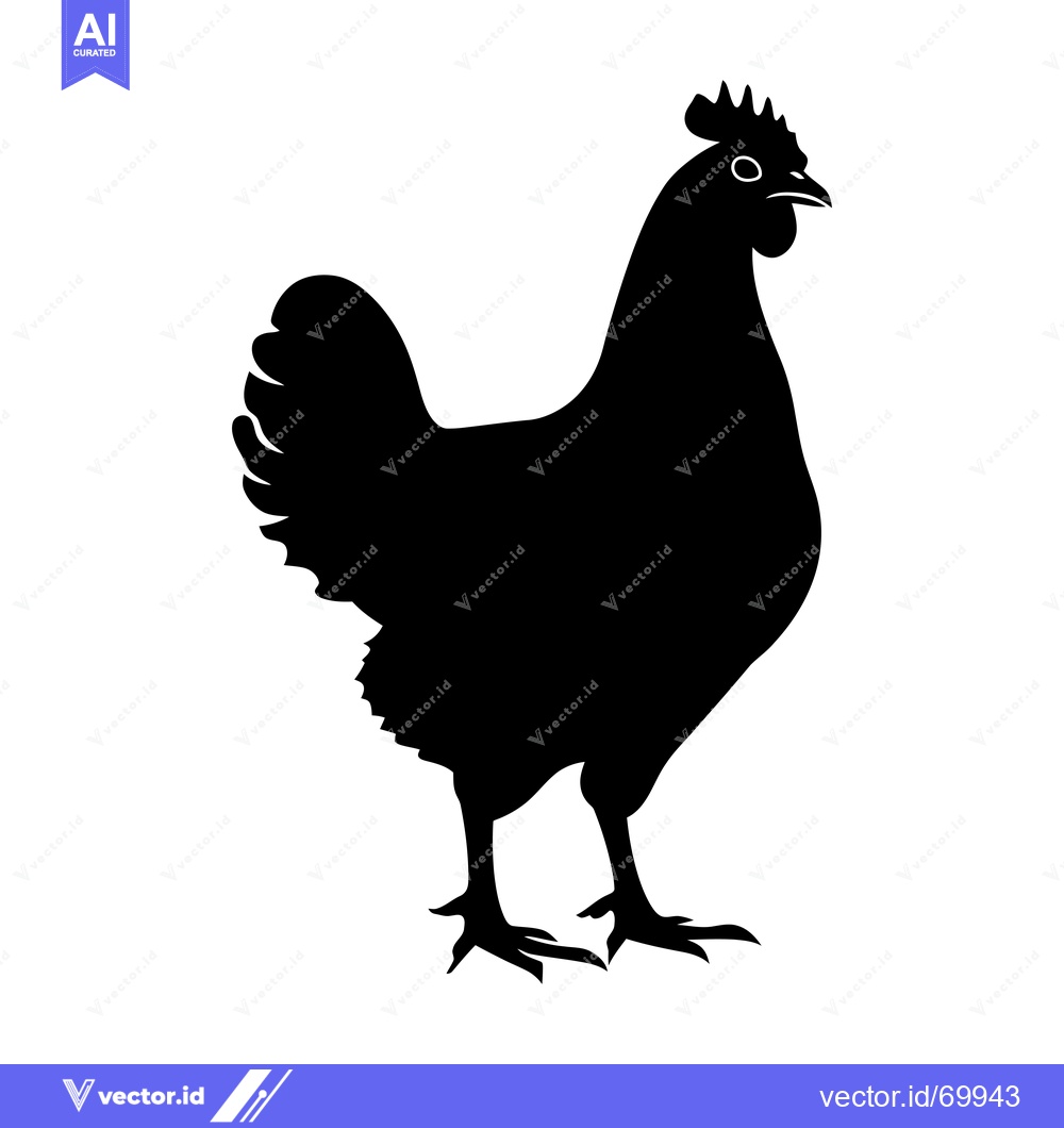 Premium Vector of Black Silhouette of a Hen Standing with its Head Turned