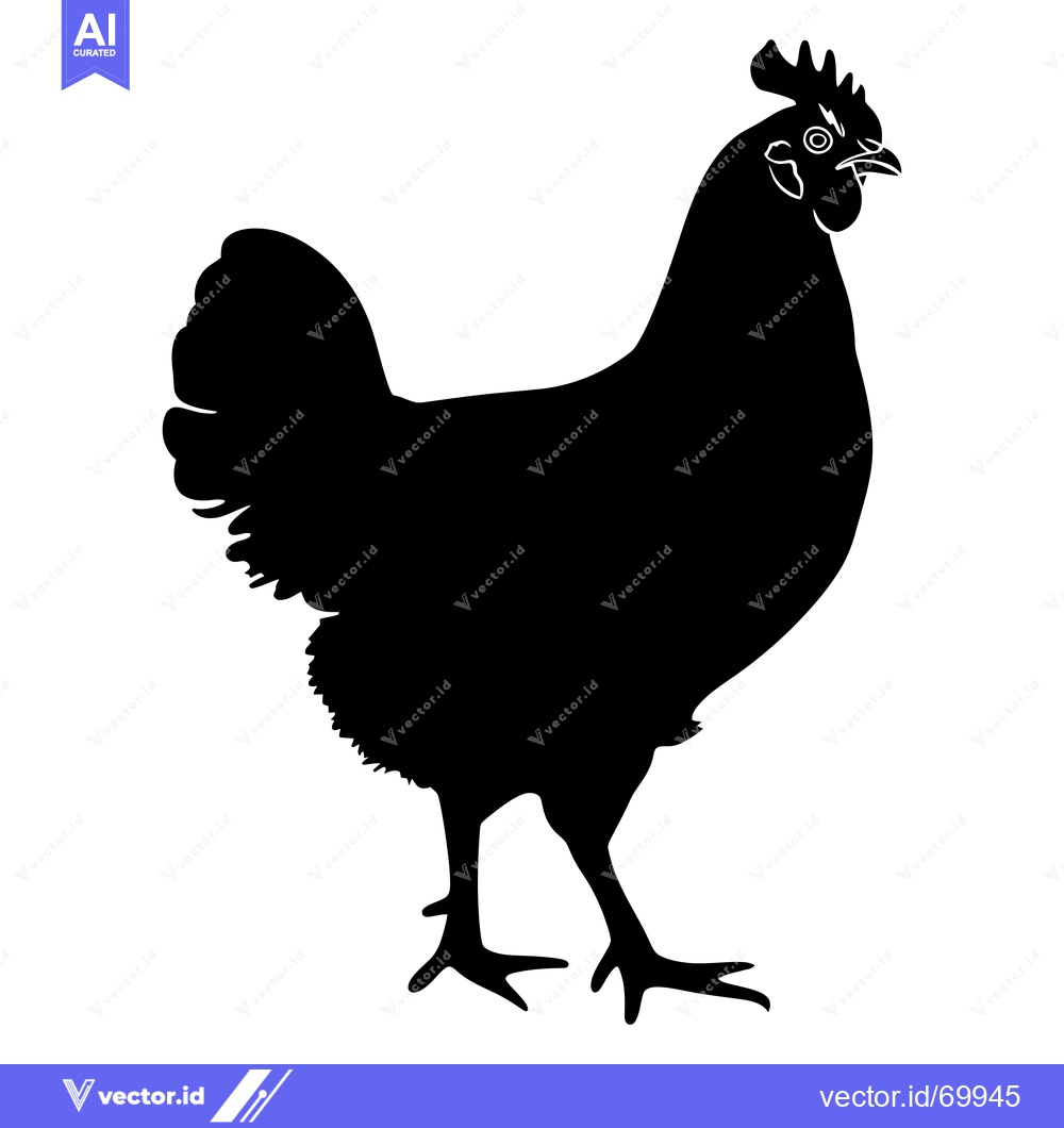 Premium Vector dari Black and White Silhouette of a Chicken