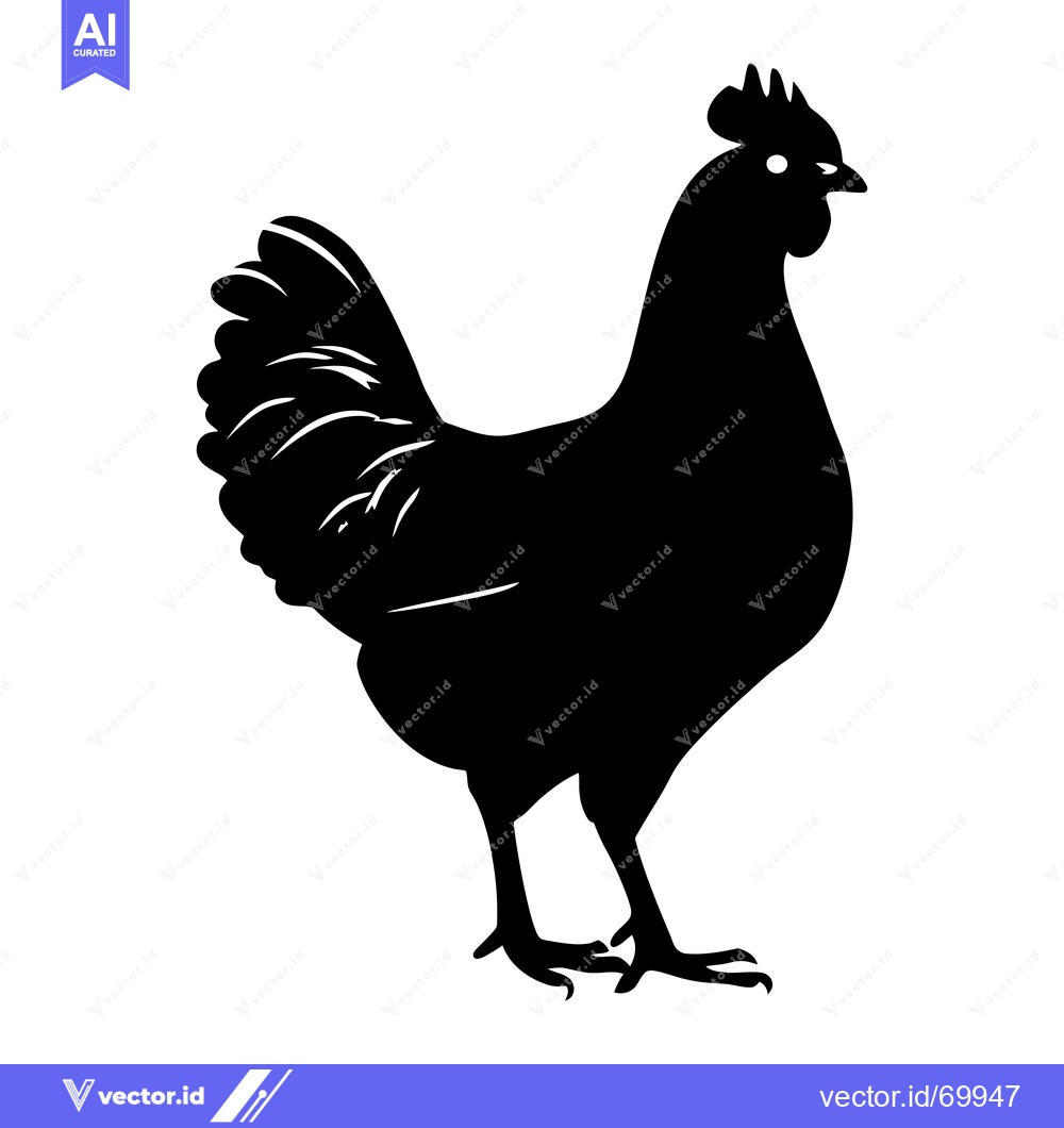 Premium Vector dari Black and White Silhouette of a Rooster