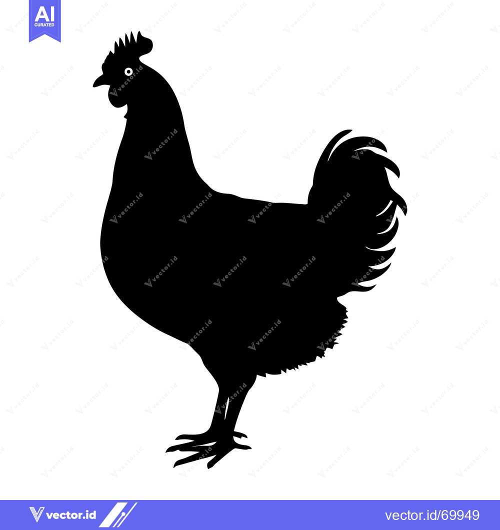 Premium Vector dari Black silhouette of a rooster standing with its head held high