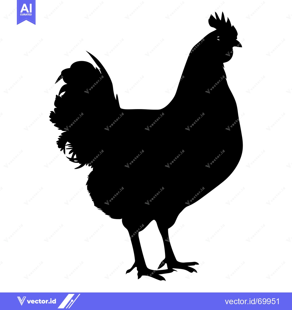 Premium Vector dari Silhouette of a Rooster Standing on a White Background