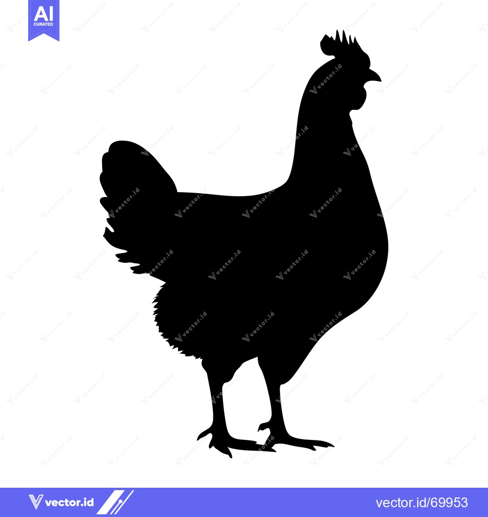 Premium Vector dari Black Silhouette of a Rooster or Hen Standing