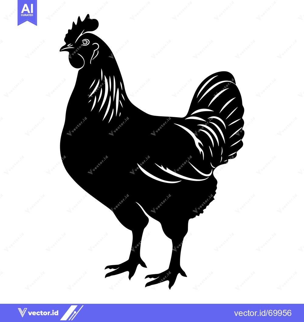 Premium Vector dari Black and White Silhouette of a Hen