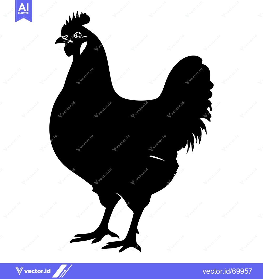 Premium Vector of Black Silhouette of a Standing Hen
