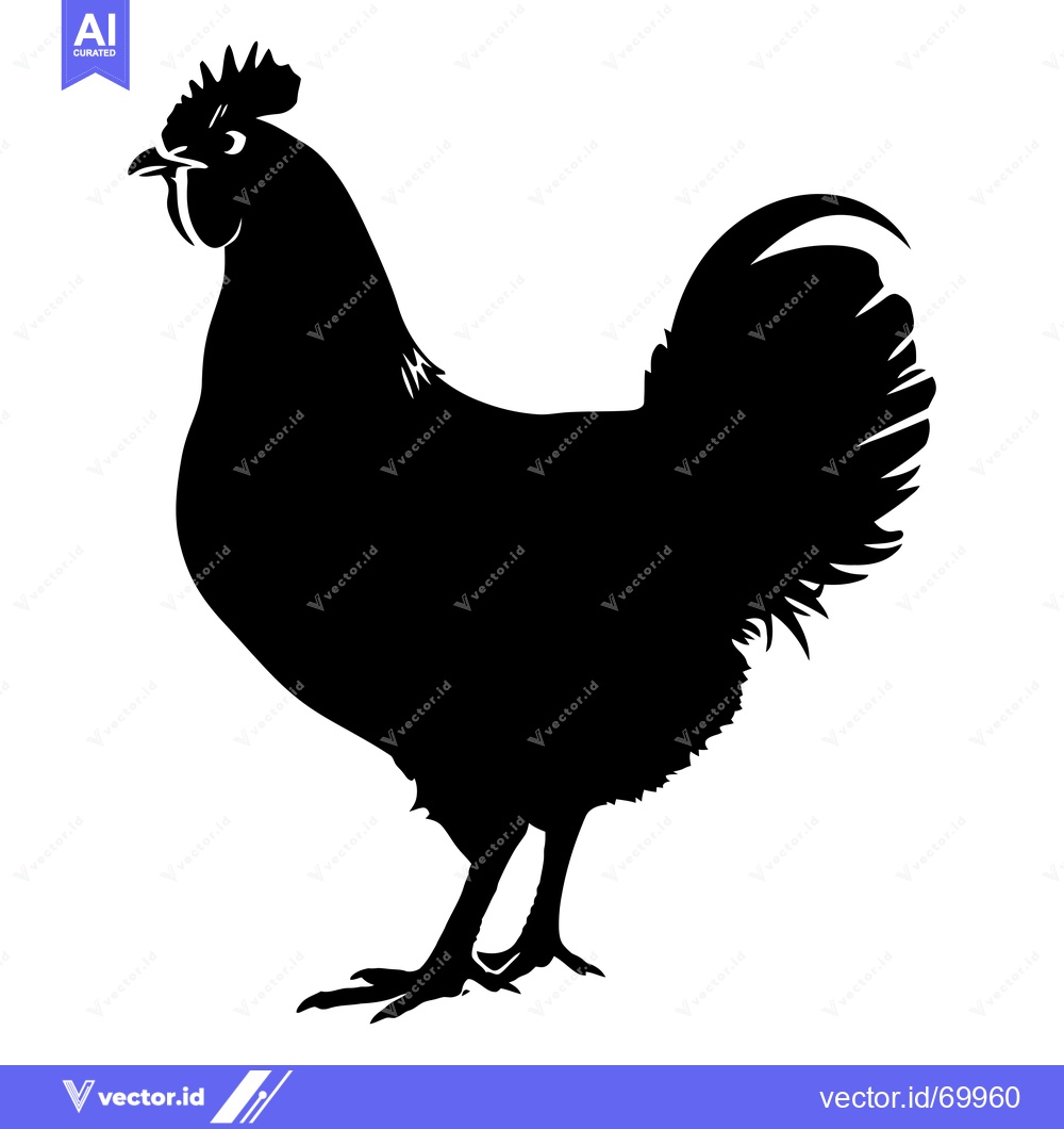 Premium Vector dari Black Silhouette of a Rooster