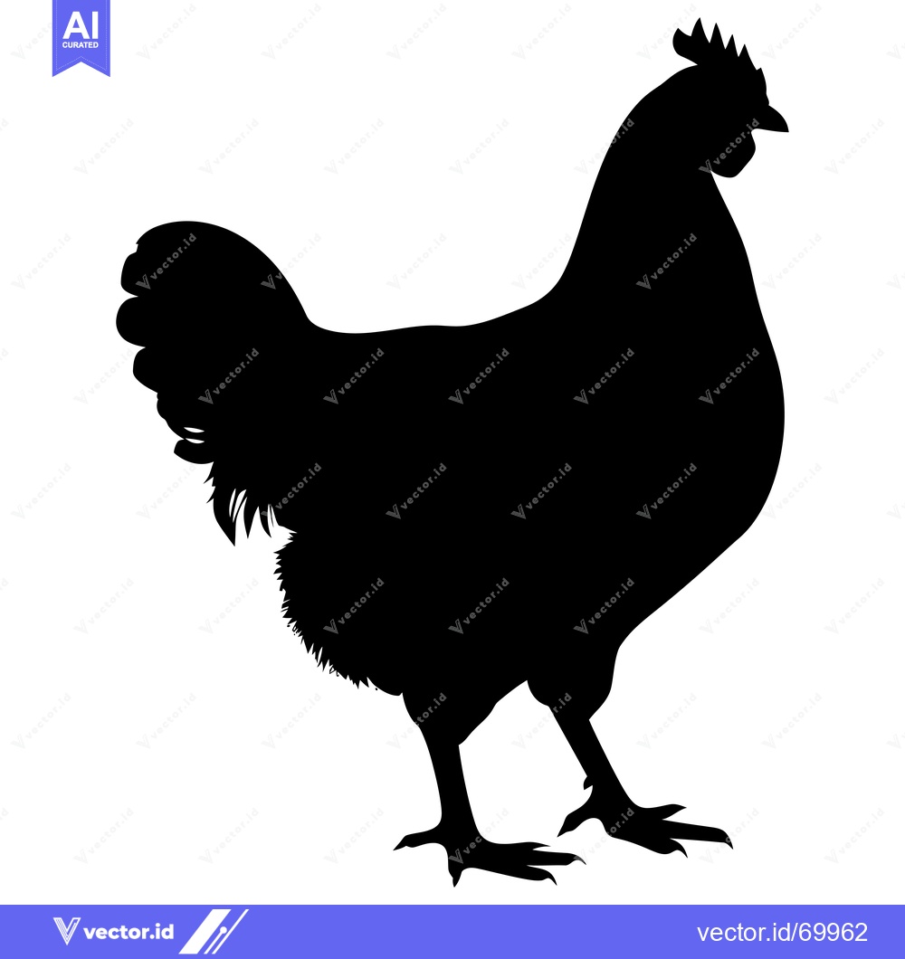 Premium Vector of Black Silhouette of a Chicken with its Head Turned