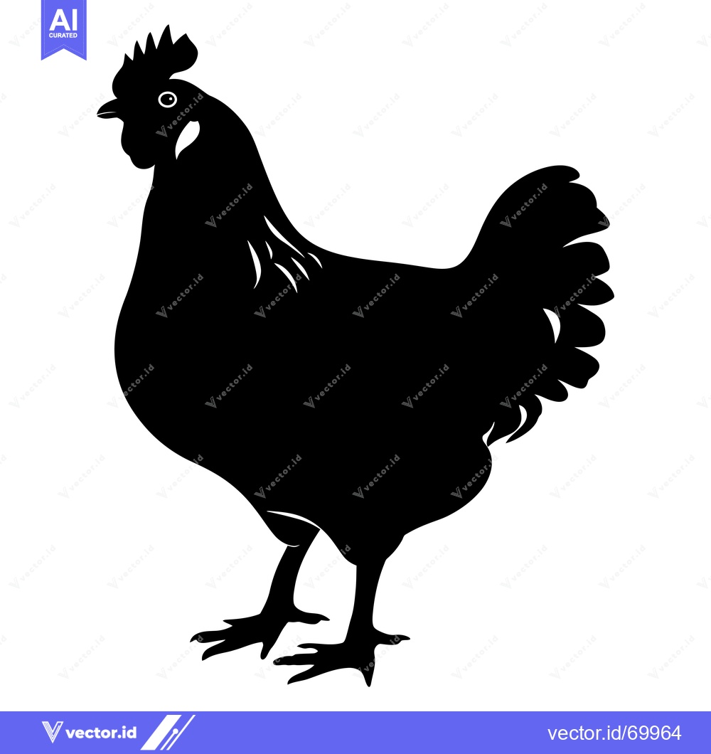 Premium Vector dari Black Silhouette of a Hen Standing with its Feet Planted