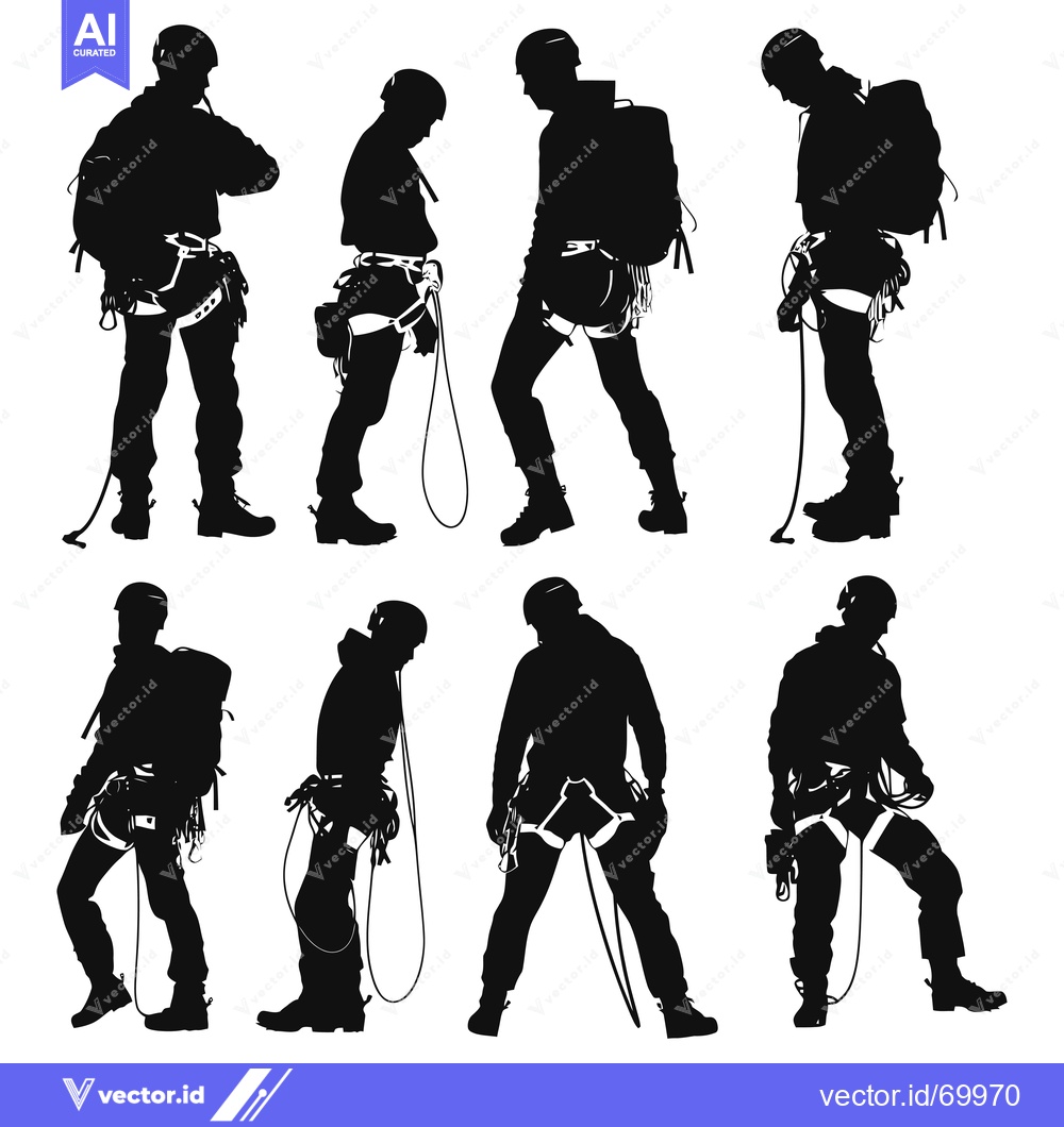 Premium Vector of Silhouettes of Climbers with Gear and Ropes