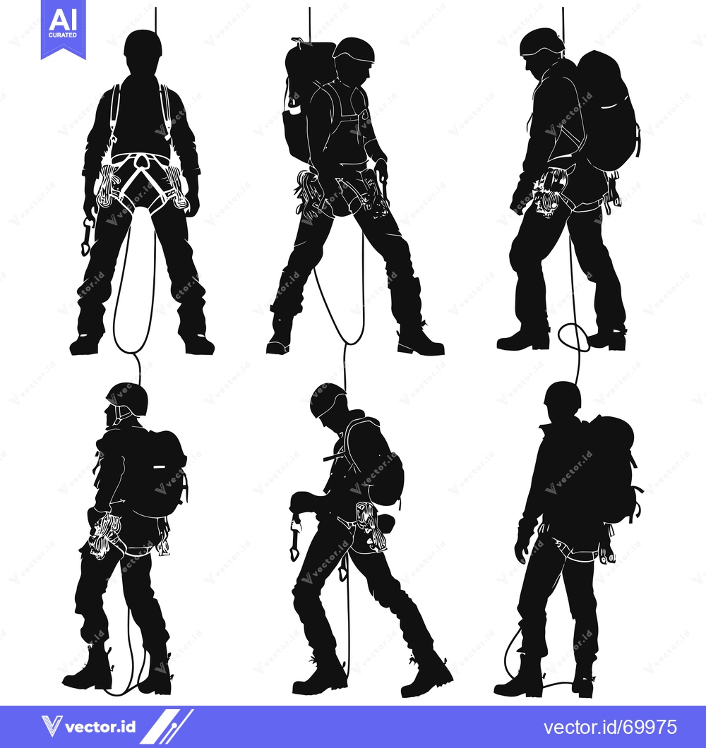 Premium Vector of Silhouettes of Climbers with Ropes and Equipment