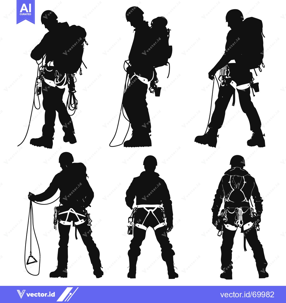 Premium Vector of Silhouettes of Climbers with Ropes and Gear