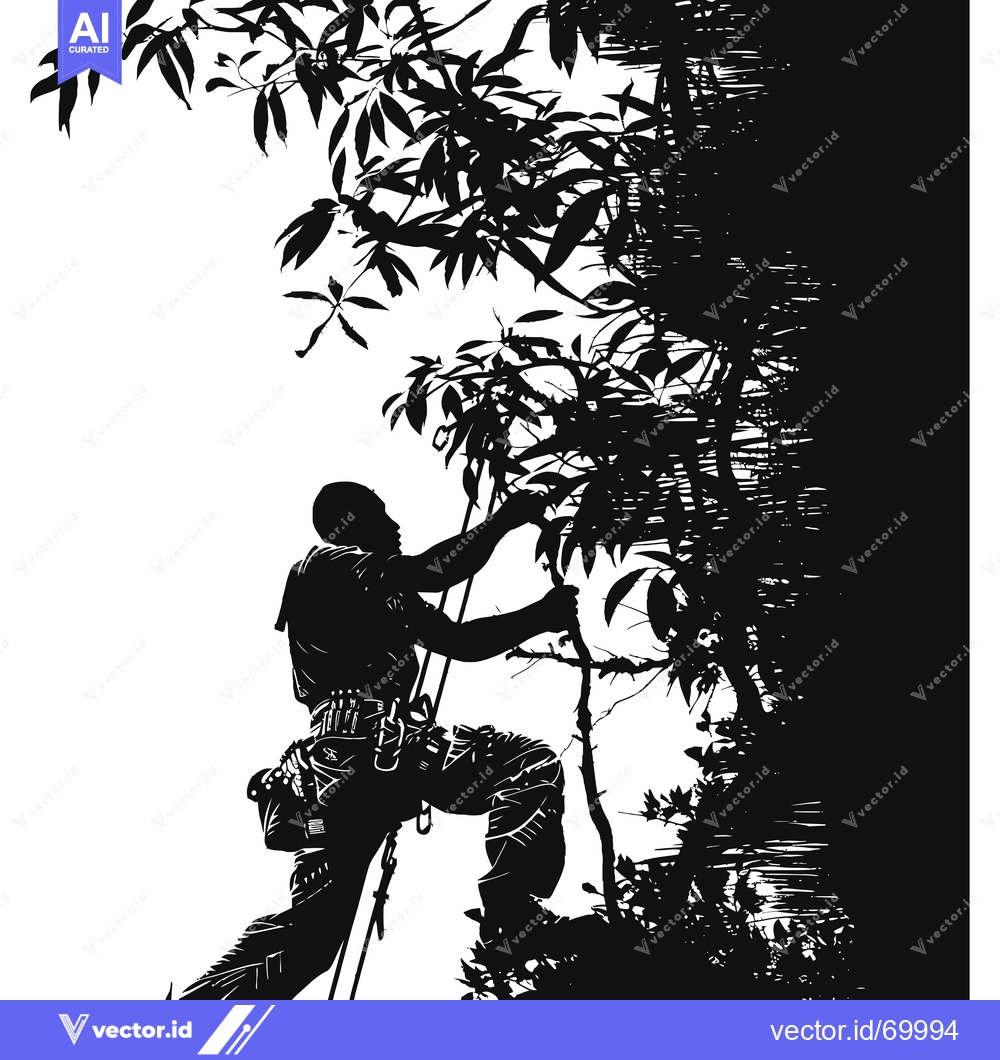 Premium Vector dari Silhouette of a Climber Ascending a Rocky Cliff Face