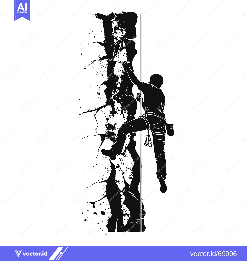 Premium Vector of Silhouette of a Rock Climber Ascending a Steep Cliff Face