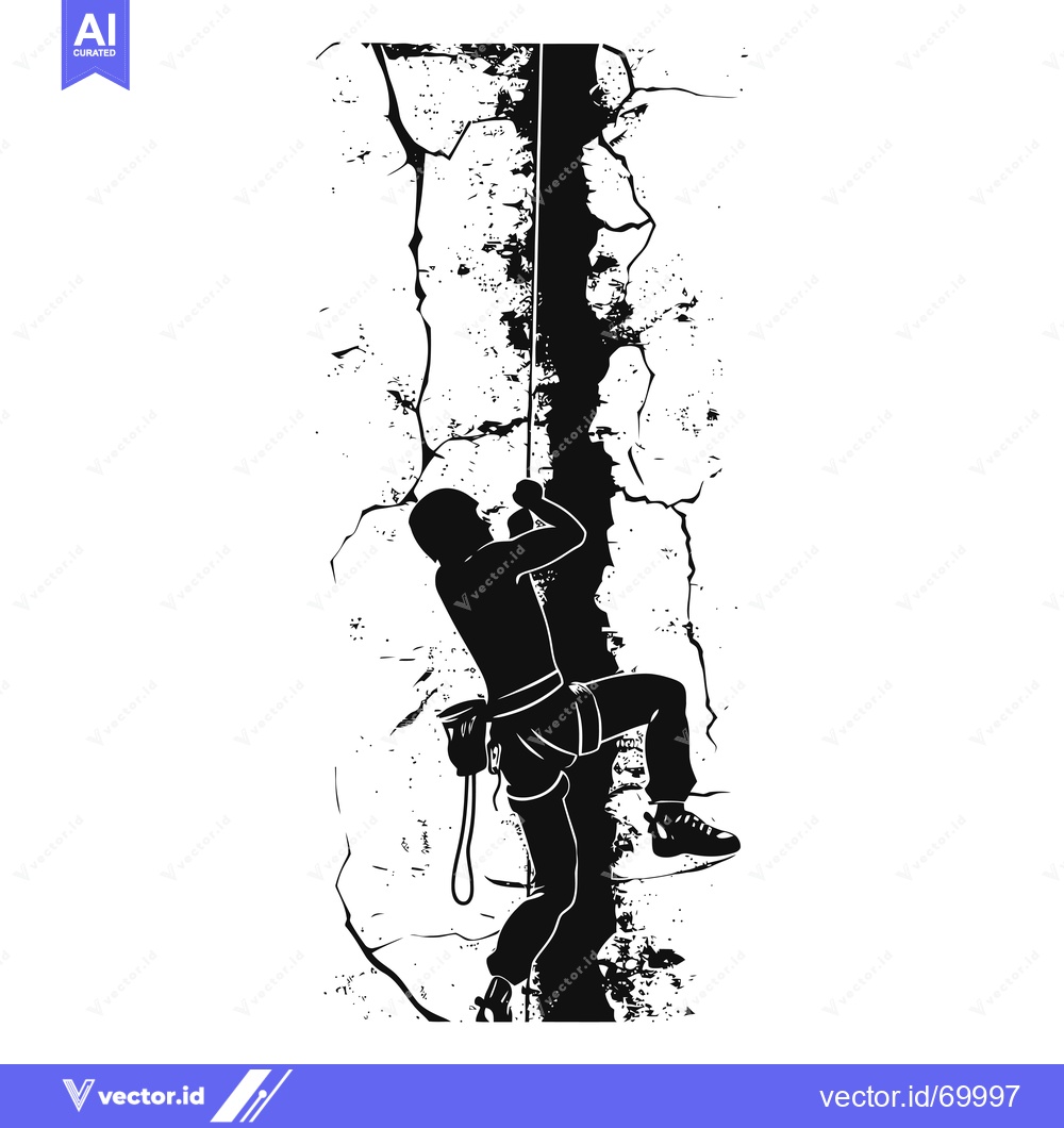 Premium Vector of Rock Climber Ascending a Crack in a Cliff Face