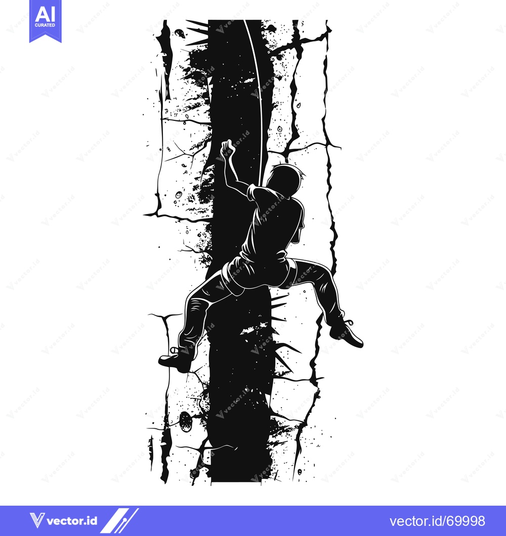Premium Vector of Silhouette of a Rock Climber Ascending a Steep Wall