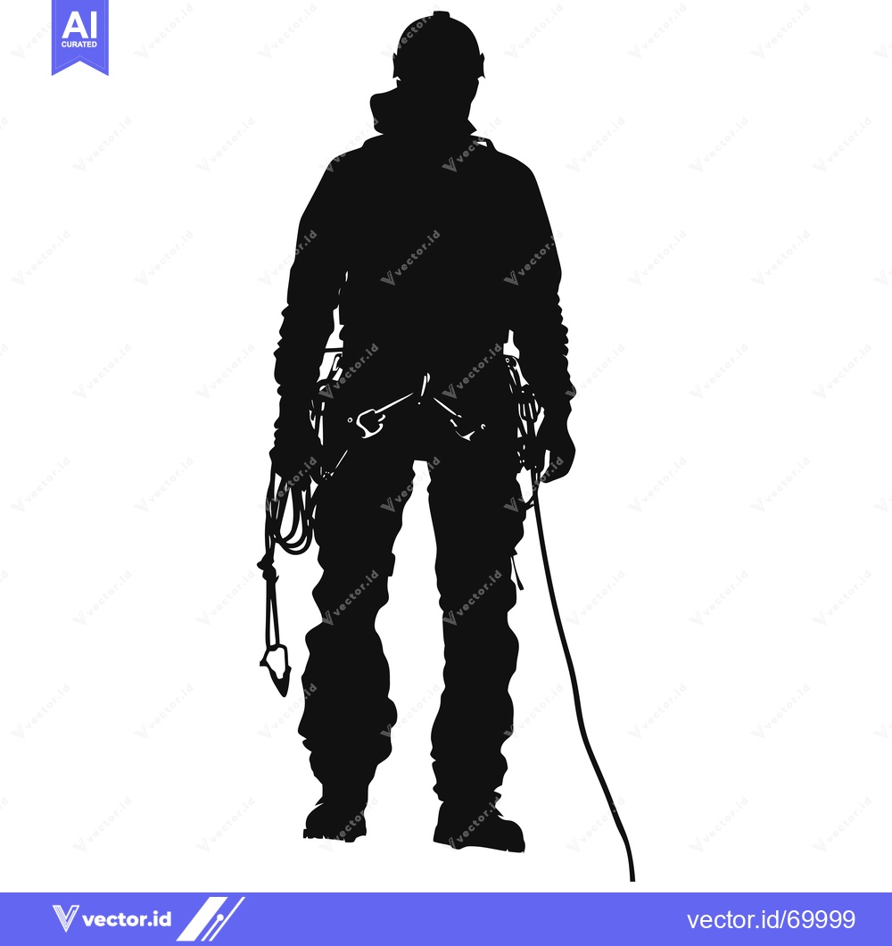 Premium Vector dari Silhouette of a Climber with Gear and Rope