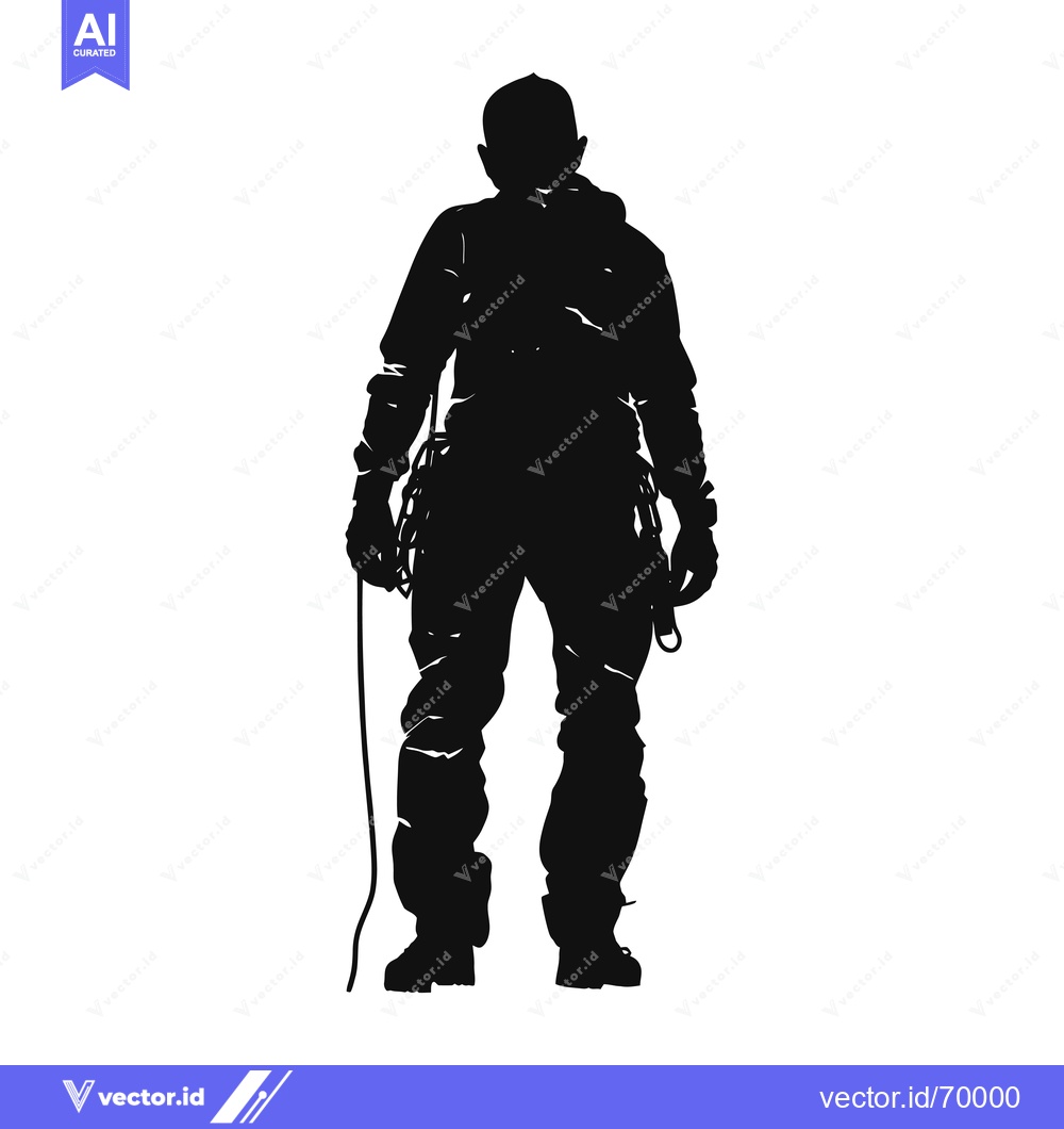 Premium Vector of Silhouette of a Climber with Gear and Rope
