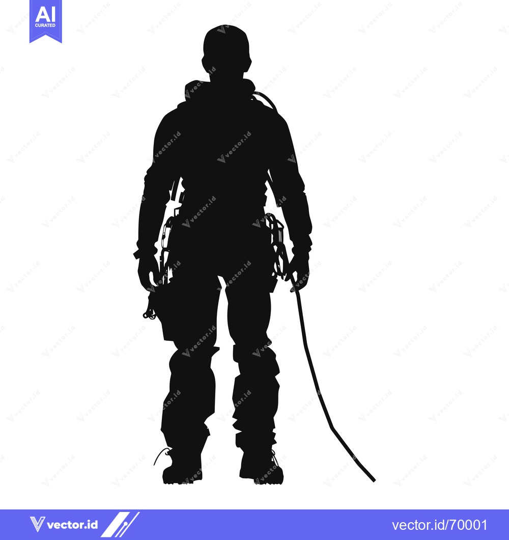 Premium Vector dari Silhouette of a Climber with Rope and Gear